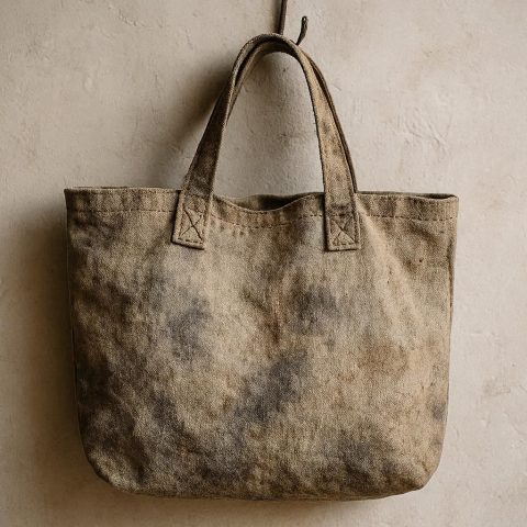 Japanese Wabi-Sabi Dyed Canvas Tote - Artisanal Imperfect Beauty